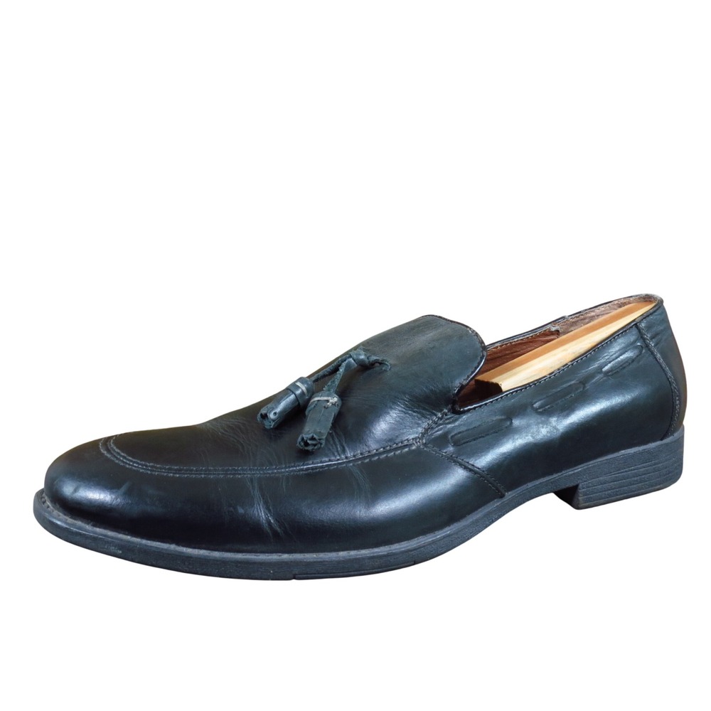Robert Wayne Calahan Mens Size 12‎ Black Leather Tassel Loafer Dress Shoes